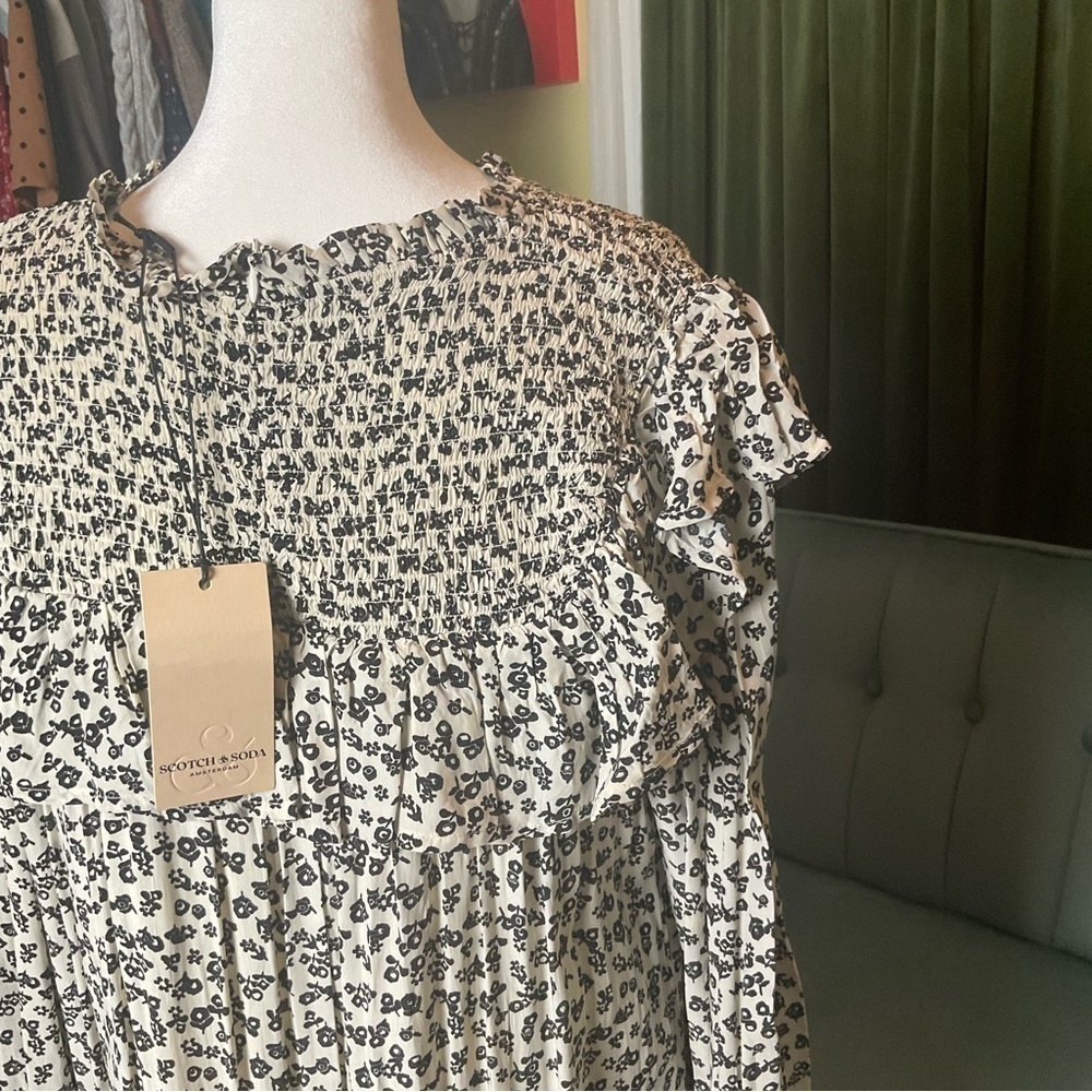 Scotch And Soda Smocked Frilled Mini Dress NWT - Picture 10 of 12